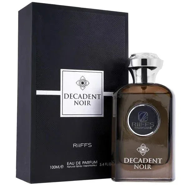 Riffs Parfum Decadent Noir Arabische Parfum met donkere glazen fles en zilveren dop