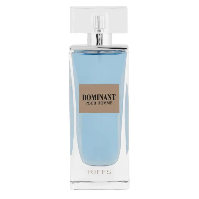Riffs Parfum - Dominant lichtblauwe glazen fles met zilveren dop, parfum biedt frisheid