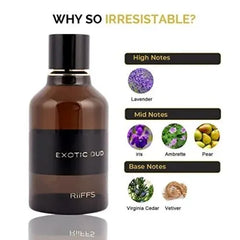 Brown glas parfumfles met zwarte dop en label van Riffs Parfum Exotic Oud Arabische parfum