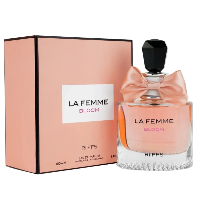 Pink Riffs Parfum La Femme Bloom fles met strik en bijpassend doosje
