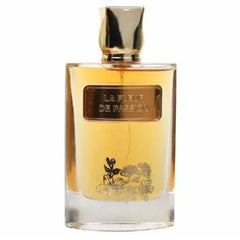 Elegante riffs parfum fles met gouden dop en bloemendecoratie voor La Fleur de Passion