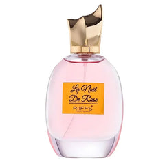 Riffs Parfum La Nuit de Rose met roze parfumfles en gouden dop