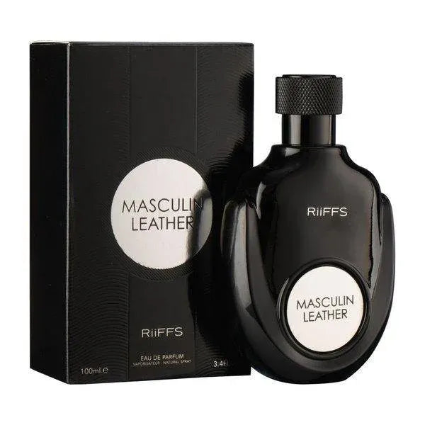 Riffs Parfum Masculin Leather Arabische Parfum met zwart fles en doos