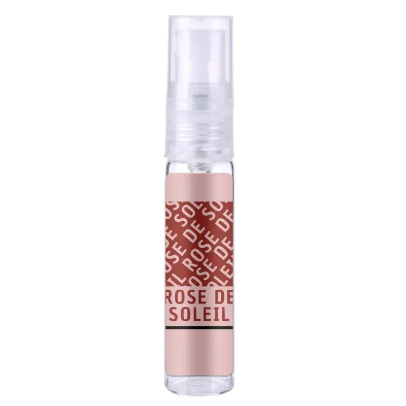 Pink reisformaat parfumatomizer met doorzichtige dop voor Riffs Parfum Rose de Soleil