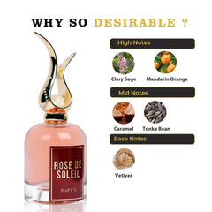 Riffs Parfum Rose de Soleil Arabische Parfum met gouden parelkap en roze vloeistof