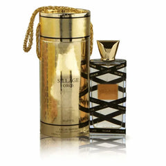 Goldkleurige Riffs Parfum Sillage Oros fles en verpakking voor blijvende indruk