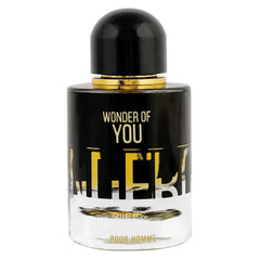 Riffs Parfum Wonder of You zwarte en gouden cilindrische parfumfles met ronde dop