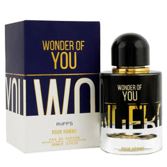 Riffs Parfum Wonder of You herenparfum met donkere dop en gouden accenten