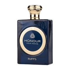 Navy blauw en goud Riiffs Honour Edp 100 ml parfumfles, luxe herenparfum