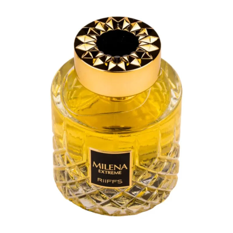 Alt tekst voor Riiffs Milena Edp 100 Ml Arabische parfum met glazen fles en gouden dop