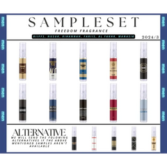 Sample set van parfumvials in rijen voor Nusuk Sampleset Heren Q3