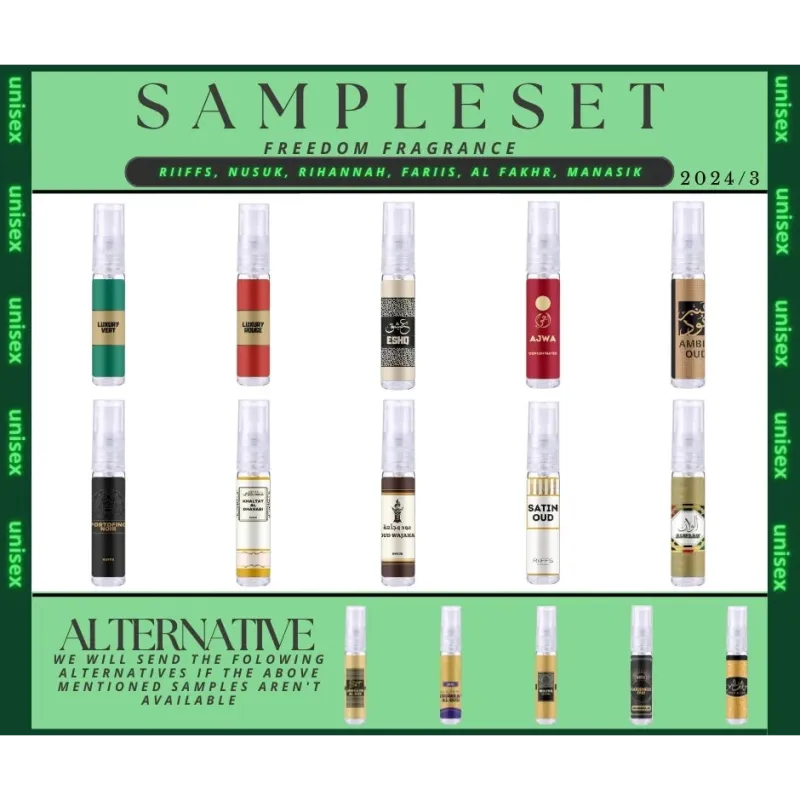 Monster set van Nusuk Sampleset Uniseks met geurflacons in een gridlay-out