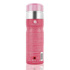 Pink en zilveren Riiffs Pink Absolu Deo Spray fles in een close-up afbeelding