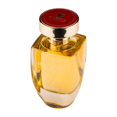 Goldkleurige parfumfles voor Riiffs Seduction Edp For Women met rode en gouden dop