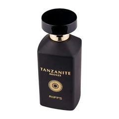 Zwarte parfumfles met gouden nek en dop voor Riiffs Tanzanite Bronze Edp 100 Ml