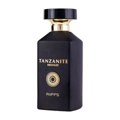 Zwart en goud rechthoekig parfumflesje van Riiffs Tanzanite Bronze Edp 100 Ml