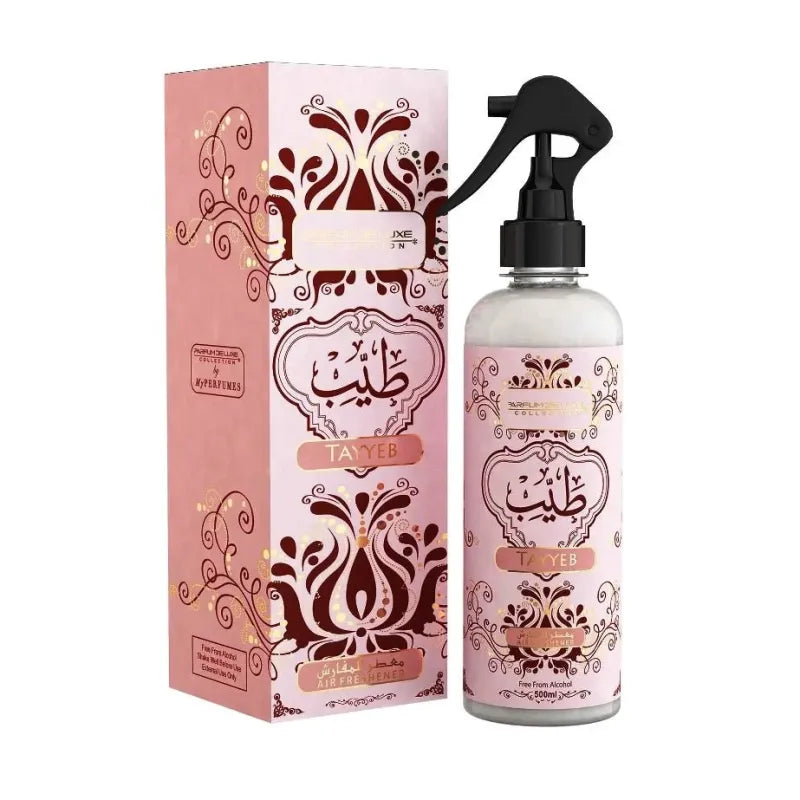 Roze parfum spray met Arabische patronen voor Roomspray Tayyeb, heerlijke frisse geur