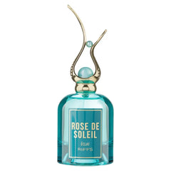 Arabische parfum Rose de Soleil Eclat met blauwe fles en goud-teal dop