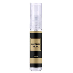 Transparante glazen parfumfles met zwart-goud label voor Salepify Impérial Noir