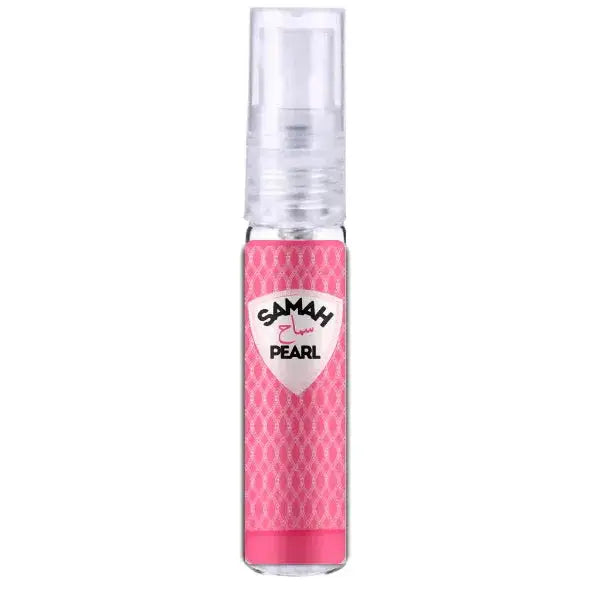Roze samah pearl riiffs parfum sprayfles met glazen body en patroonetiket