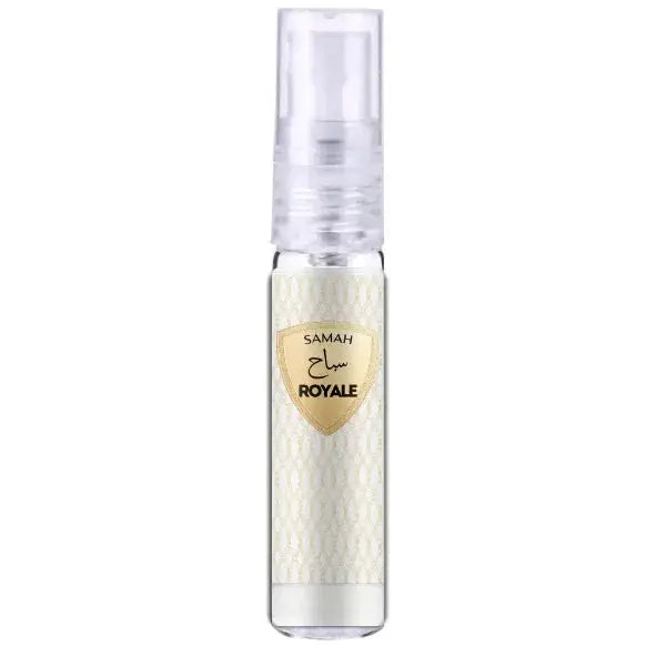 Clear glazen spuitfles met gouden schildlabel samah royale en fijn wit patroon voor luxe gebruik