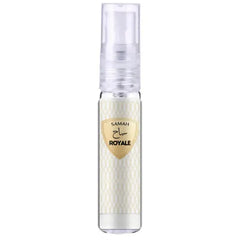 Clear glazen spuitfles met gouden schildlabel samah royale en fijn wit patroon voor luxe gebruik