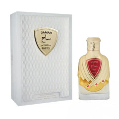 Samah Royale parfum in goud en wit met bijpassende doos, perfect voor samah ruby nusuk