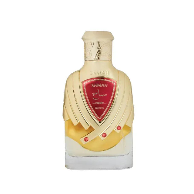 Samah Royale parfumfles met goud, wit en rode schildlabel voor Samah Ruby Nusuk