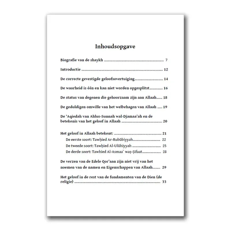 Samenvatting van de geloofsbelijdenis van de vrome voorgangers - Islamboekhandel.nl