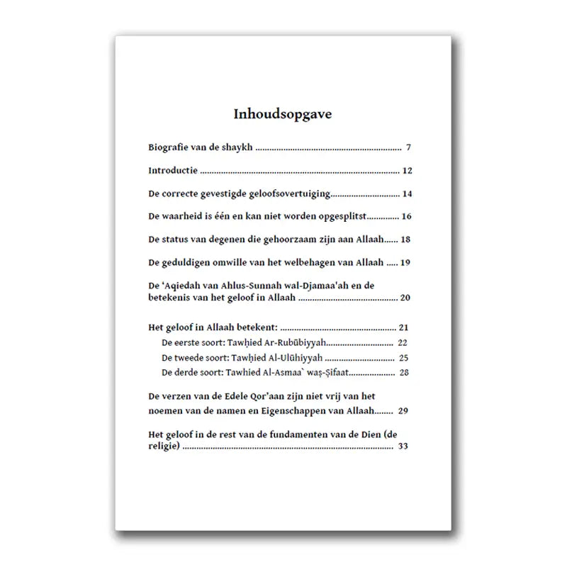 Samenvatting van de geloofsbelijdenis van de vrome voorgangers - Islamboekhandel.nl