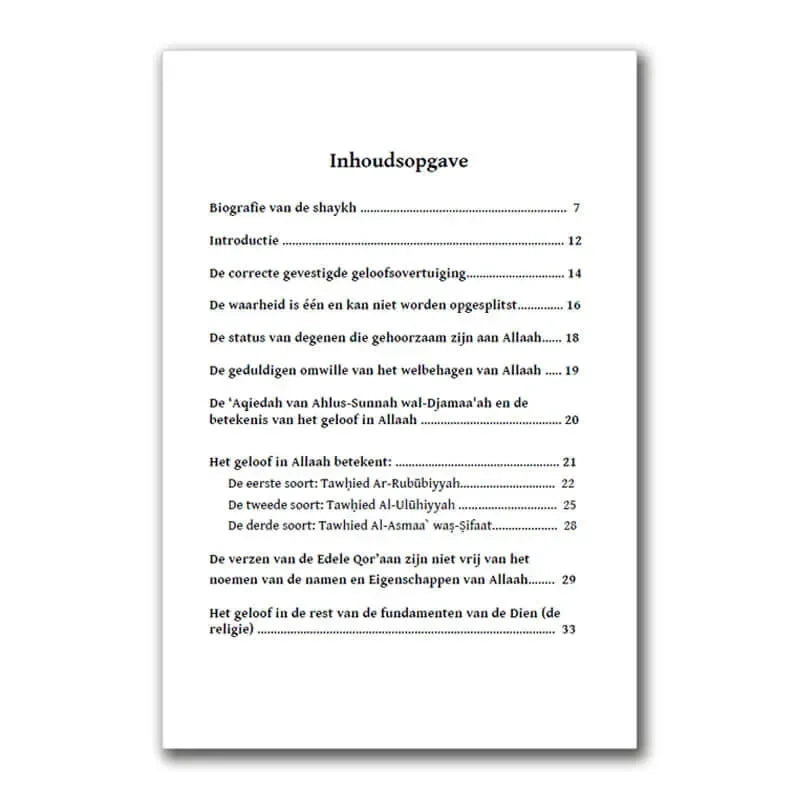 Samenvatting van de geloofsbelijdenis van de vrome voorgangers - Islamboekhandel.nl