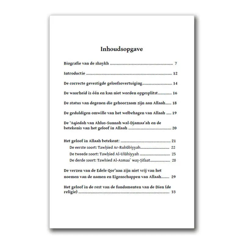 Samenvatting van de geloofsbelijdenis van de vrome voorgangers - Islamboekhandel.nl