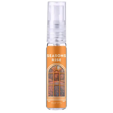 Oranjegetinte glazen sprayfles seasons rise edp 100 ml met heldere pomp en boogramen label