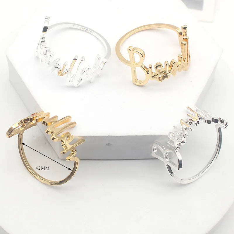 Gouden en zilveren Servetringen Bismillah met bloemmotieven, 6 stuks metalen servetringen