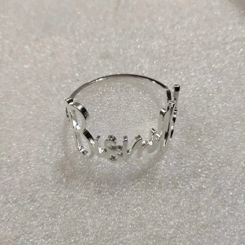 Zilveren servetringen Bismillah met kroonontwerp en verstelbare band