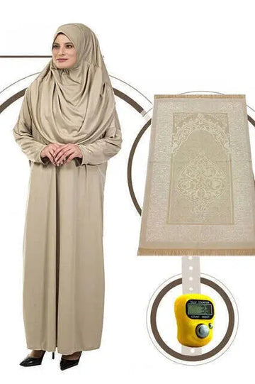Set Gebedskleding + gebedskleed + tasbihteller - Islamboekhandel.nl