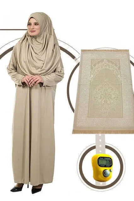 Set Gebedskleding + gebedskleed + tasbihteller - Islamboekhandel.nl