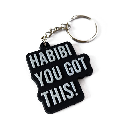 Sleutelhanger habibi you got this zwart rubber met zilveren tekst en metalen ring