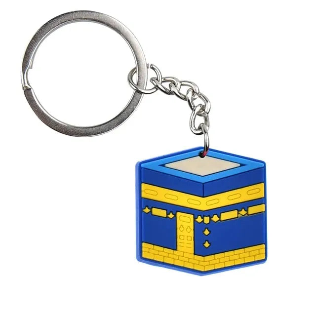 Sleutelhanger Kaaba met blauw en gouden ontwerp charm van de Kaaba