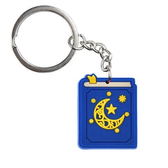 Blauwe sleutelhanger Koran met decoratief boek en maan-ster patroon