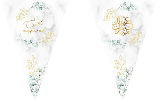 Slinger Eid mubarak marmer eucalyptus (goudfolie) - Islamboekhandel.nl