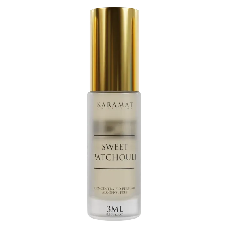 Gouden dop parfumolie flesje van Sweet Patchouli Parfumolie - Karamat