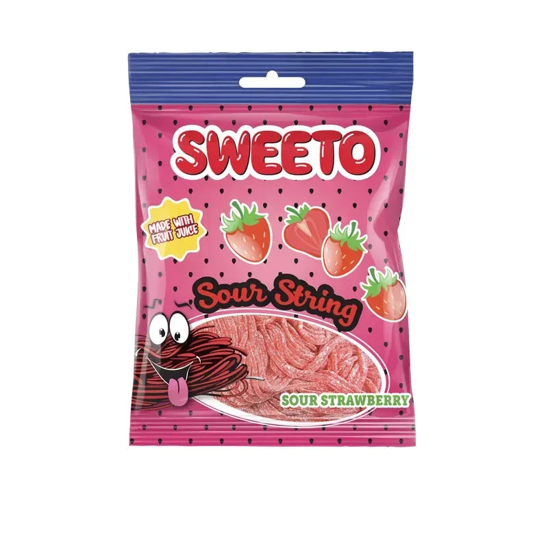 Sweet sour string snoep Aardbei 80g - Halal - Islamboekhandel.nl
