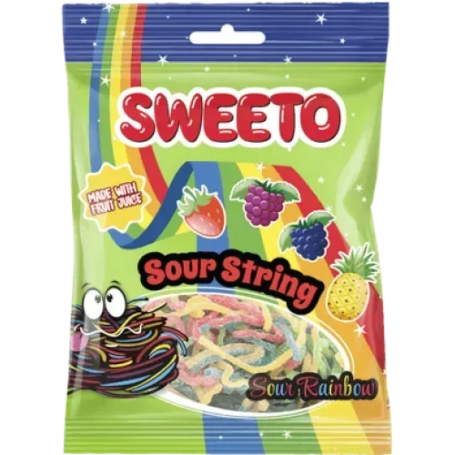 Sweet sour string snoep Rainbow 80g - Halal - Islamboekhandel.nl