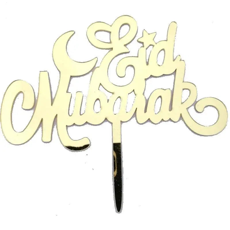 Taarttopper Eid Mubarak 'Eid' - goud (1 stuks) (B) - Islamboekhandel.nl