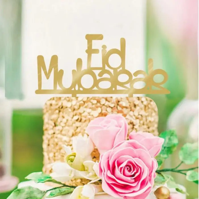 Taarttopper Eid Mubarak - goud (1 stuks) (D) - Islamboekhandel.nl