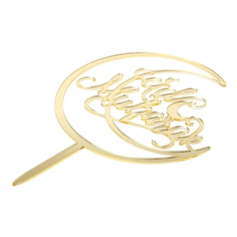 Taarttopper Eid Mubarak 'Maan' - goud (1 stuks) (G) - Islamboekhandel.nl