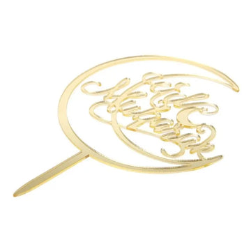 Taarttopper Eid Mubarak 'Maan' - goud (1 stuks) (G) - Islamboekhandel.nl