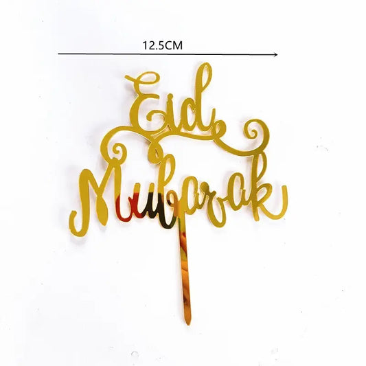 Taarttopper Eid Mubarak sierletters- goud (1 stuks) (F) - Islamboekhandel.nl