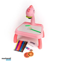 Pink dinosaur tekentafel met kleurstiften voor leer tekenen met Taswir